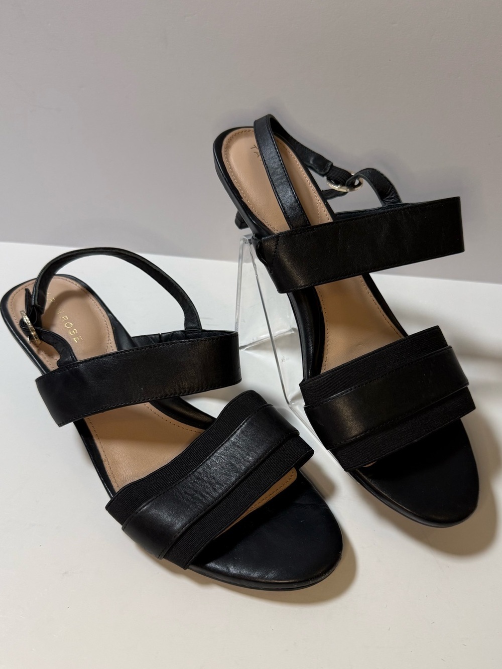 Taryn Rose Black Wide-Strap Slingback Sandals